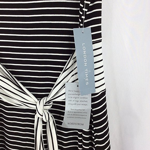London Times Maxi Dress Womens Size Large Sleeveless Tank Striped Tie Waist - Picture 7 of 11